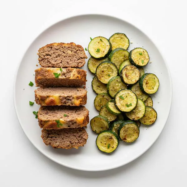 American Mince and Cheese Roast with baked zucchini